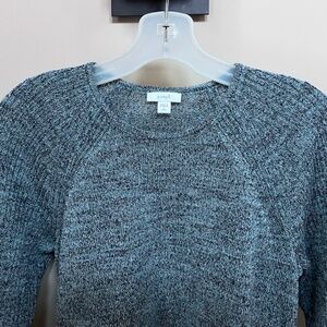 Spring J Jill Blue Heather heather Linen Blend crew neck pullover sweater Sm Pet